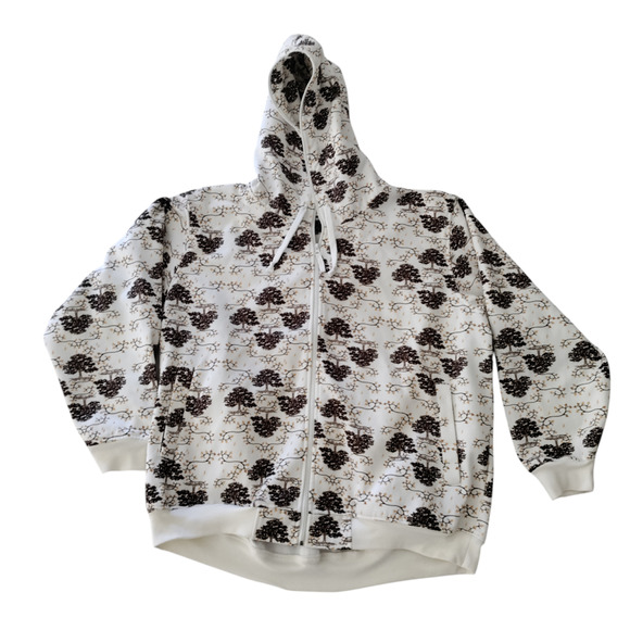 Raw Blue Hoodie Heavyweight Full Zip Men's 2XL All Over Print Trees - Picture 3 of 16